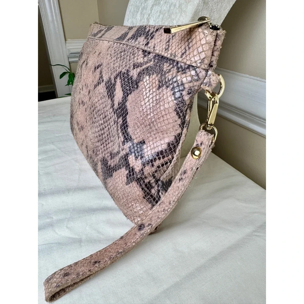 Mob Wife Laura Di Maggio Italy Suede Snakeskin‎ Embossed Leather Clutch Bag